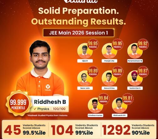 Vedantu Delivers Standout JEE Main 2026 Results with 1292 Students Scoring Above 90 Percentile